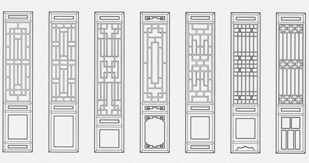 西华常用中式仿古花窗图案隔断设计图