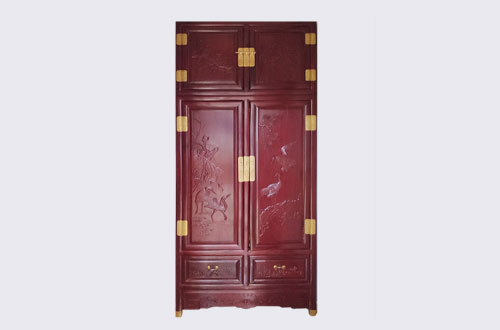 西华高端中式家居装修深红色纯实木衣柜