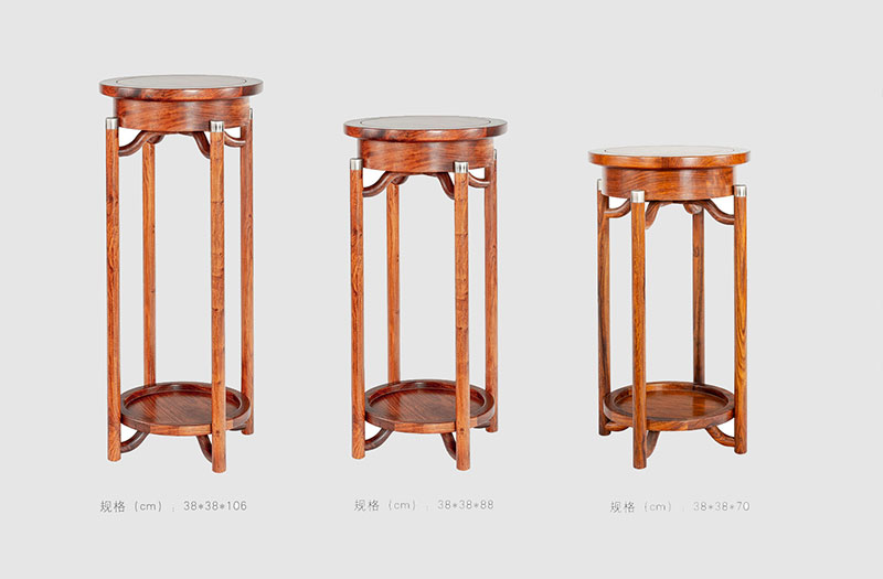 西华中式家庭装修实木花架组合家具效果图